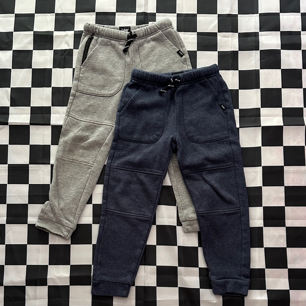 Lee Boys Kids Drawstring Sweatpants Set - Gray and Navy 5-6